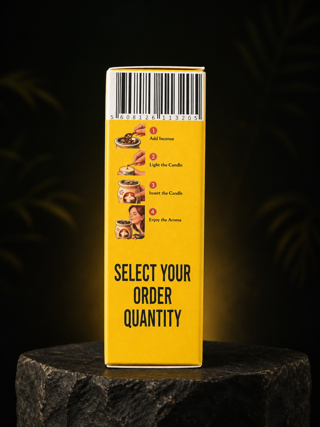Cali Gold package side view with usage illustrations and selectable order quantity message
