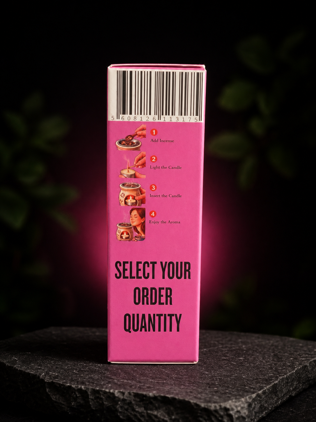 OG Kush package usage side with selectable order quantity message