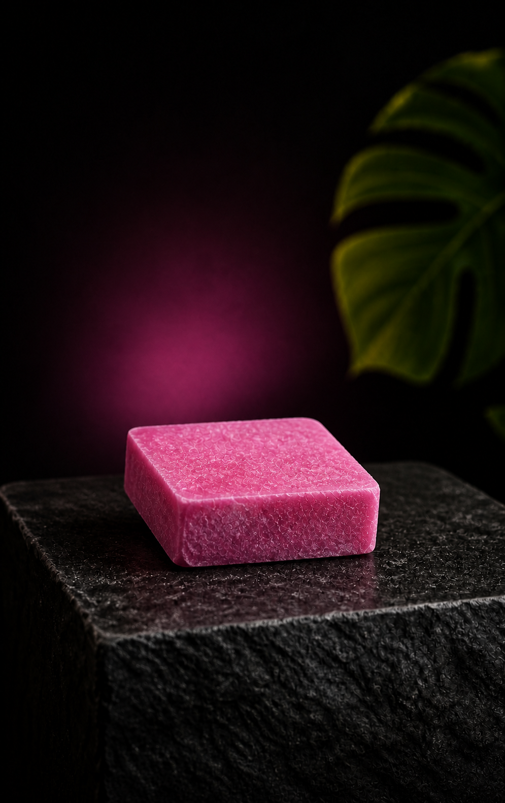 OG Kush square pink incense stone on a dark stone pedestal